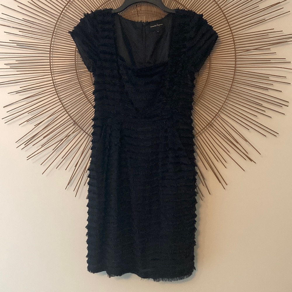 Nanette Lepore metallic black fringe dress size 0